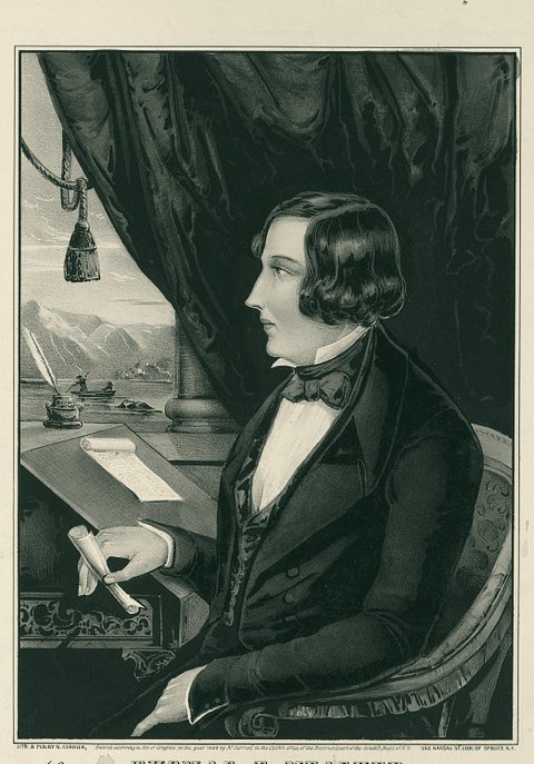 Thomas Francis Meagher, hand-colored lithograph by N. Currier, 1848, rendered in ivory on bottle green